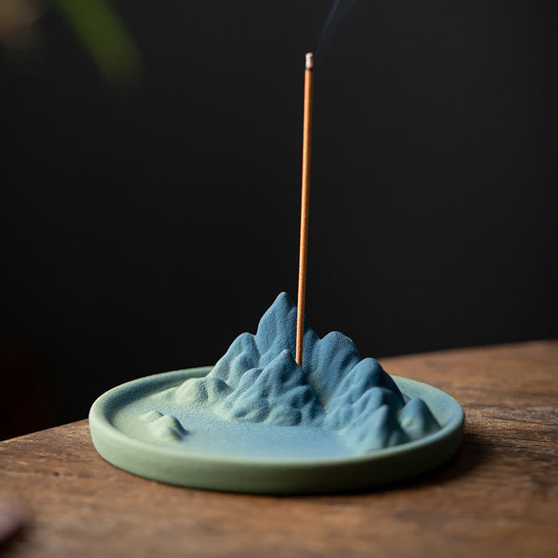 Sculpted Ceramic Backflow Mountain Incense Burner