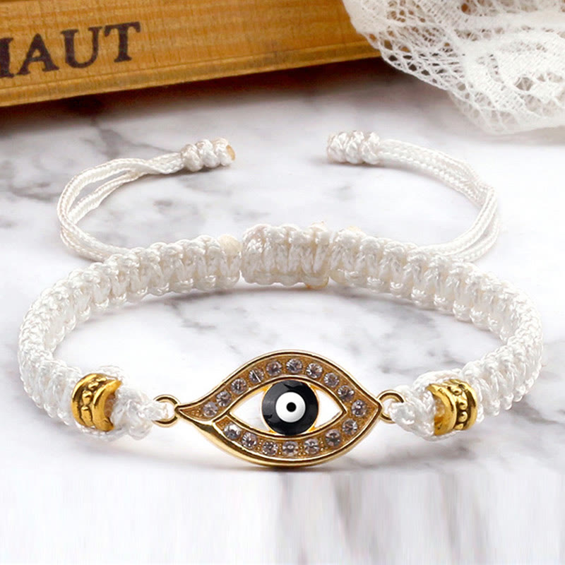 Handmade Evil Eye Red String Braided Bracelet with Gold or Silver Border