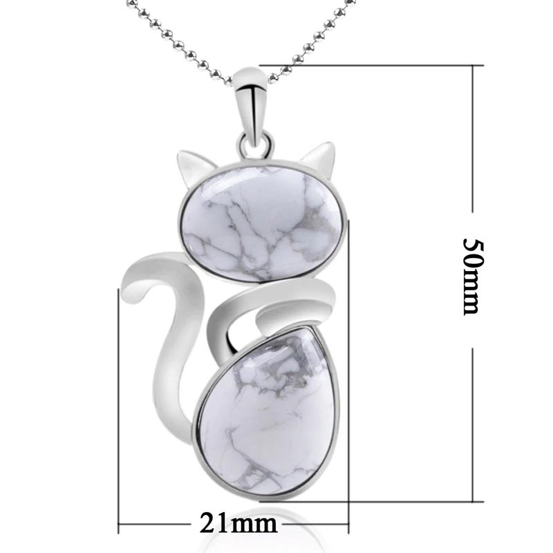 Cat Pattern Natural Crystal Protection Necklace Pendant