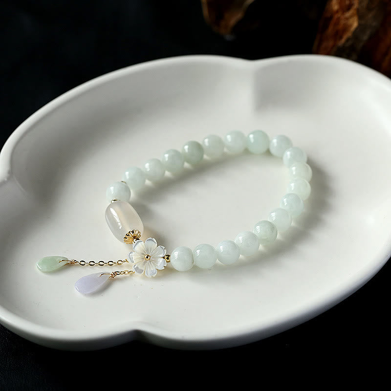 "Hoping for Purity and Peace"Natural White Jade Bracelet Includes Gift Message Card