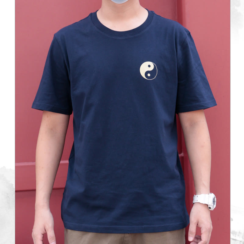 Men's Summer Round Neck Short Sleeve Yin Yang Cotton T-Shirt