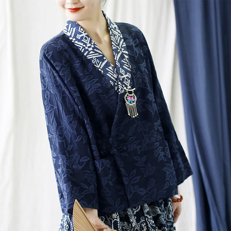Cotton Jacquard V-Neck Mindful Meditation Jacket