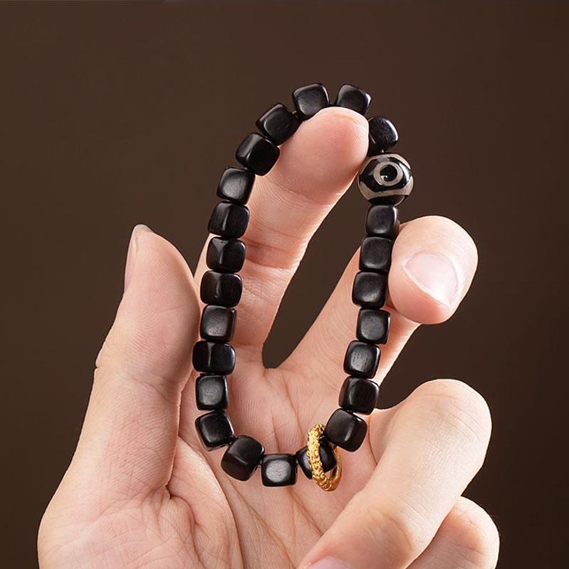 Tibetan Ebony Wood Dzi Bead Balance Calm Bracelet