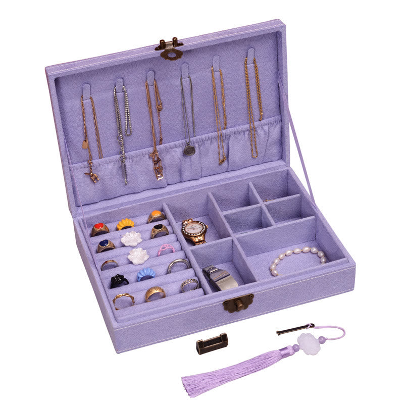 Minimalist Single Layer Flannel Jewelry Organizer with Secure Lock