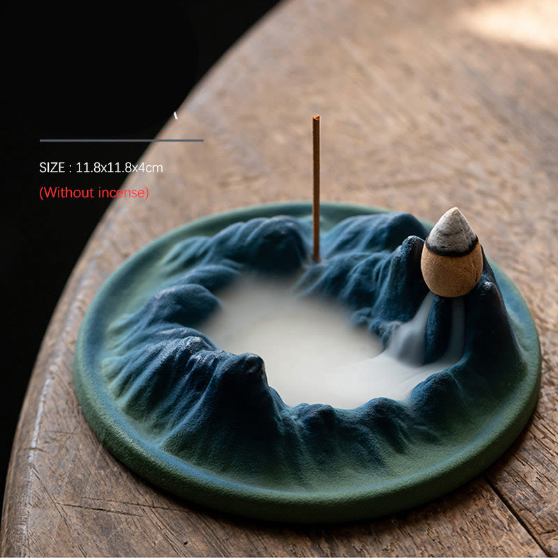 Sculpted Ceramic Backflow Mountain Incense Burner
