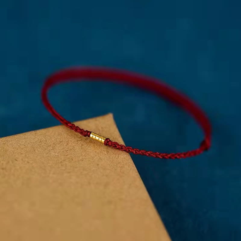 "Blessings for Clear Connections" 925 Sterling Silver Lucky Golden Bead String Bracelet Anklet Includes Gift Message Card