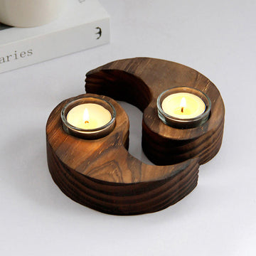 Yin Yang Wood Candle Holder Meditation Rituals Use Items (Extra 35% Off | USE CODE: FS35)