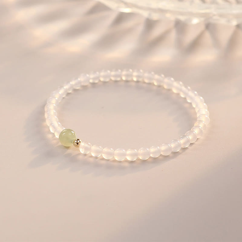 Natural White Agate Jade Luck Protection Bracelet