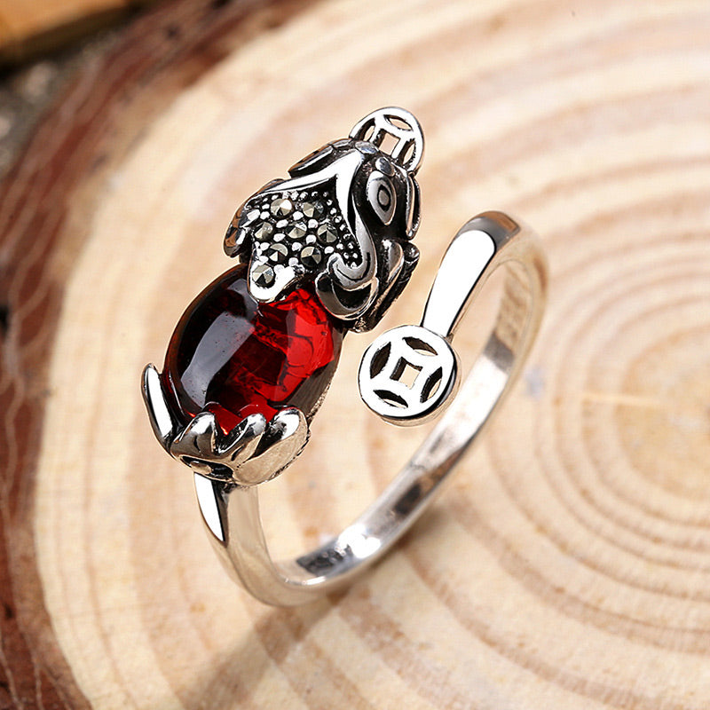 FengShui Genstone PiXiu Wealth Adjustable Ring
