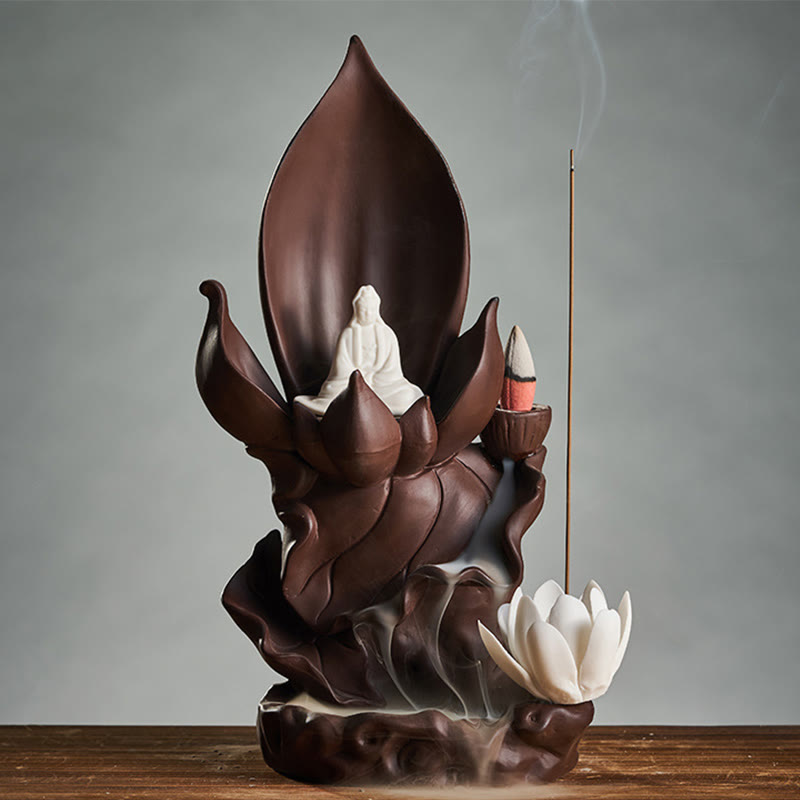 Lotus Spiritual Figure Purple Clay Incense Burner for Mindful Aromatic Rituals