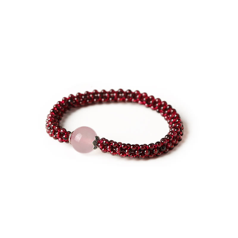 Natural Garnet Pink Crystal Red Agate Amazonite Bead Protection Bracelet