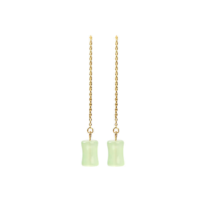 Jade Bamboo Pattern Luck Drop Earrings