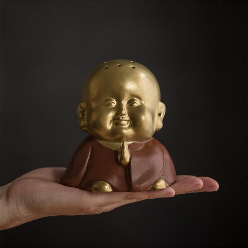 Handcrafted Ceramic Laughing Buddha Healing Incense Burner for Meditation