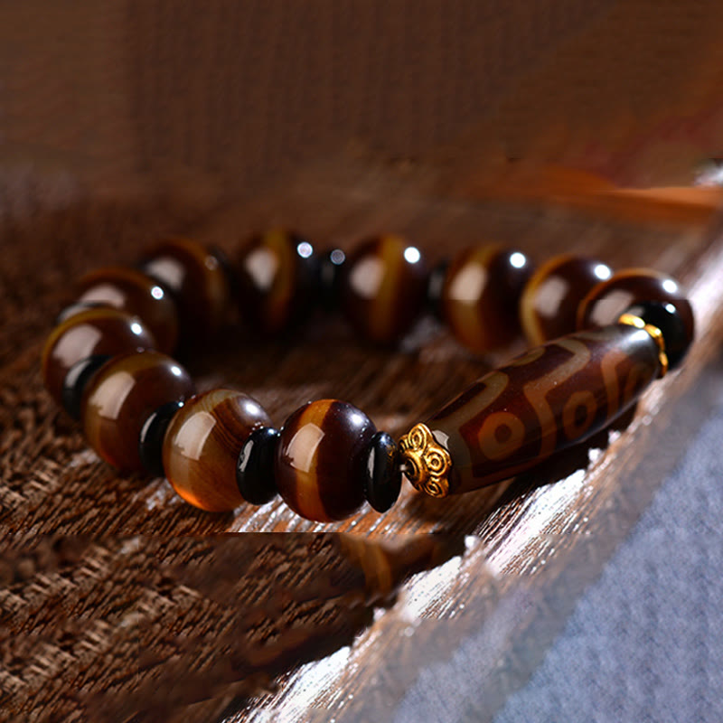 Tibetan Natural Nine-Eye Dzi Bead Agate Wealth Blessings Bracelet