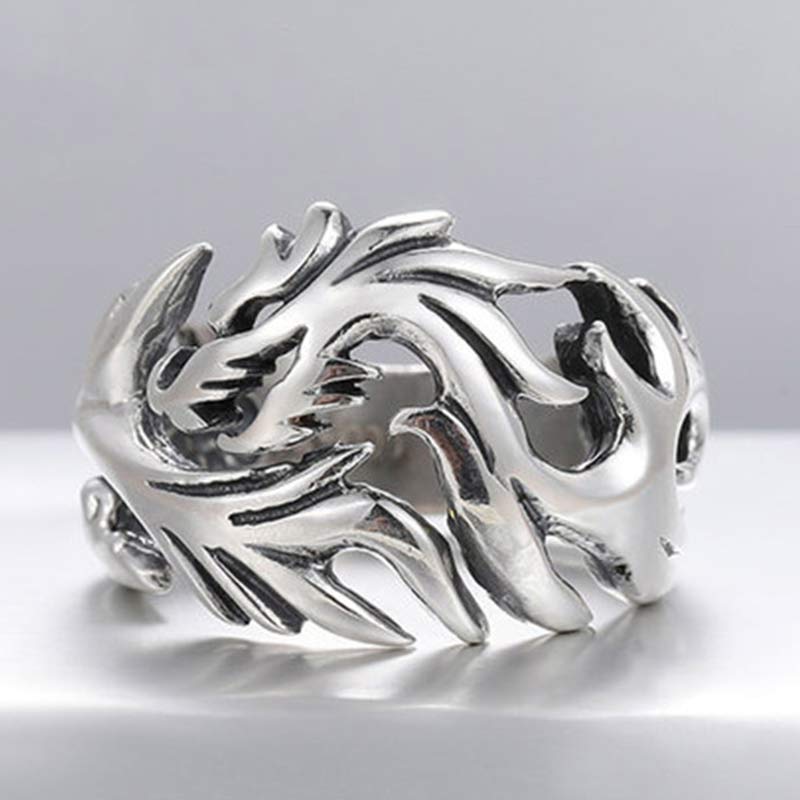 Intricate Dragon Pattern Adjustable Alloy Statement Ring for Men and Women