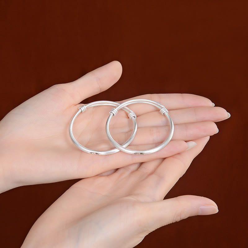 999 Sterling Silver Peace And Joy Protection Kids Child Bracelet Bangle
