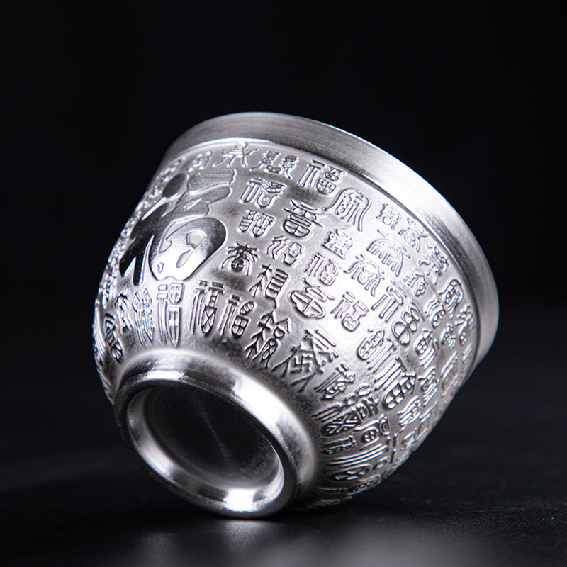 Fu Character Dragon Phoenix Horse Koi Fish Ceramic Teacup Kung Fu Tea Cup