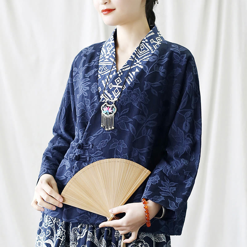 Cotton Jacquard V-Neck Mindful Meditation Jacket