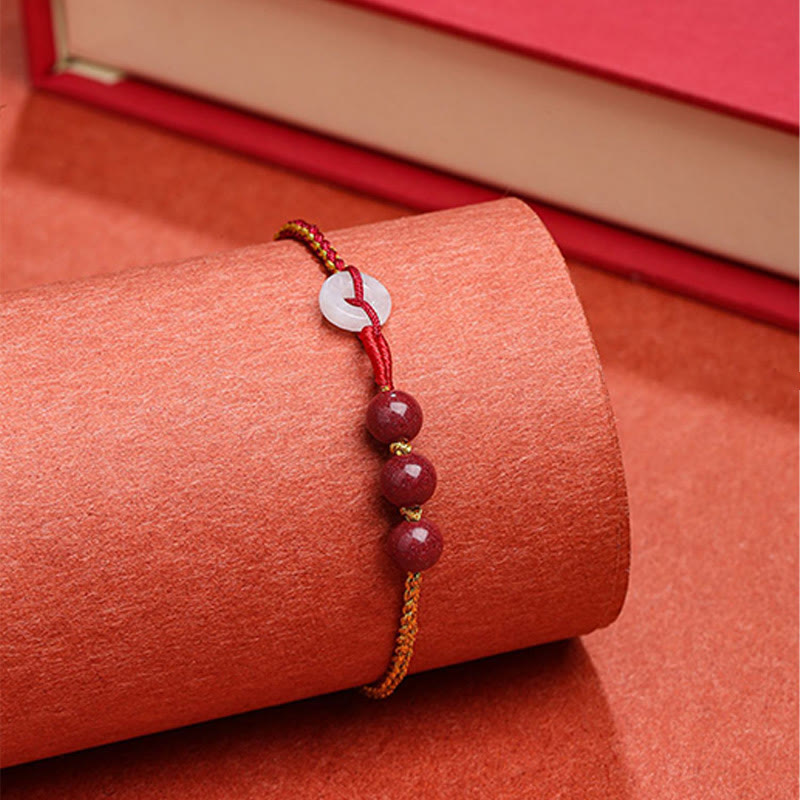 Natural Cinnabar Jade Peace Buckle Blessing Bracelet