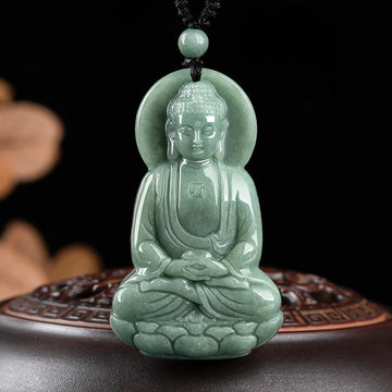 Amitabha Buddha Jade Amulet Compassion String Necklace