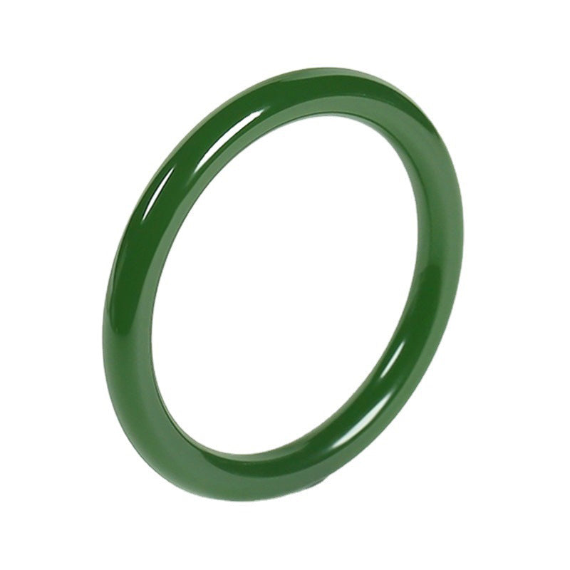 Polished Natural Cyan Jade Longevity Blessing Bangle Bracelet