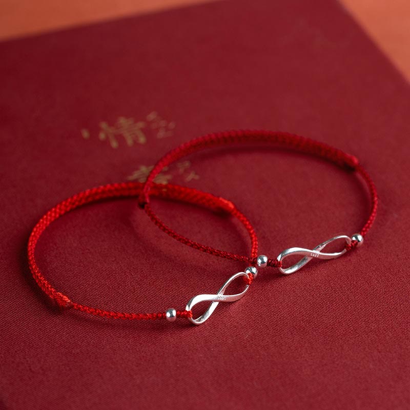925 Sterling Silver Endless Knot Protection Luck Red String Bracelet Anklet