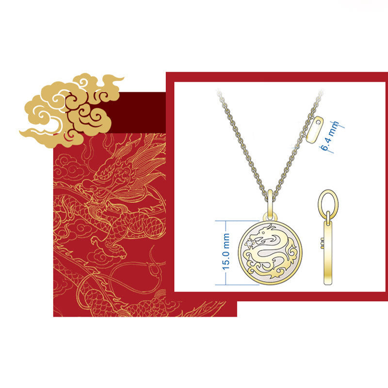 ❗❗❗A Flash Sale- 925 Sterling Silver Tridacna Stone Year of the Dragon Fu Character Luck Strength Necklace Pendant