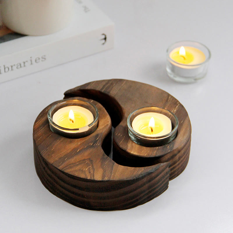 Yin Yang Wood Candle Holder Meditation Rituals Use Items (Extra 35% Off | USE CODE: FS35)