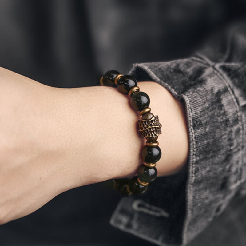 Rainbow Obsidian Copper Love Healing Bracelet