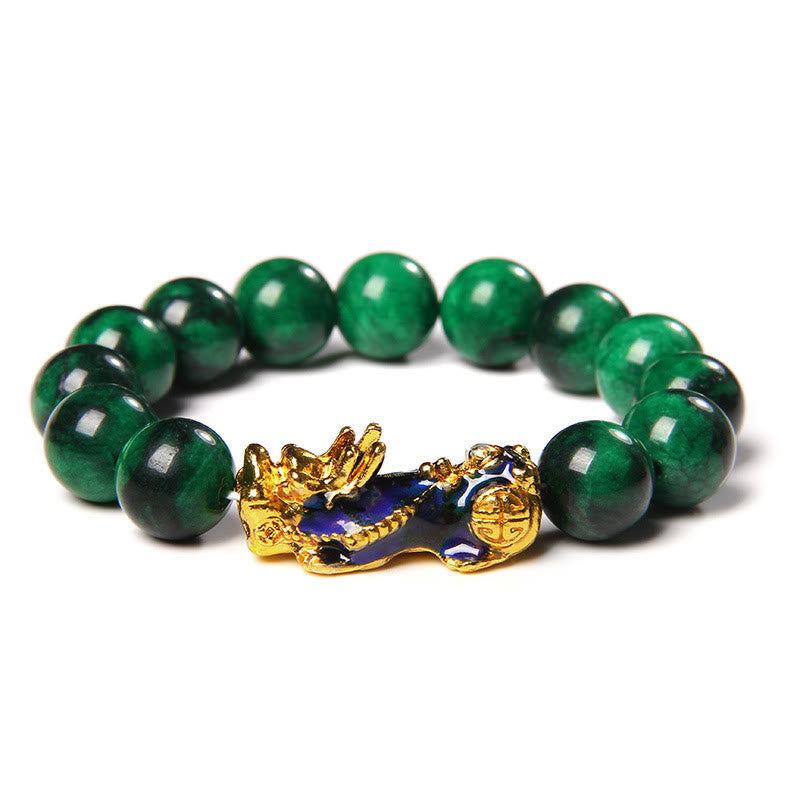 Handmade Natural Jade Pixiu Beaded Bracelet for Abundance
