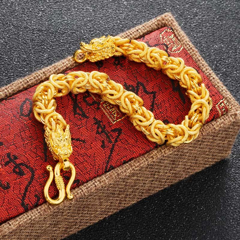 24k Gold Plated Double Headed Dragon Protection Bracelet