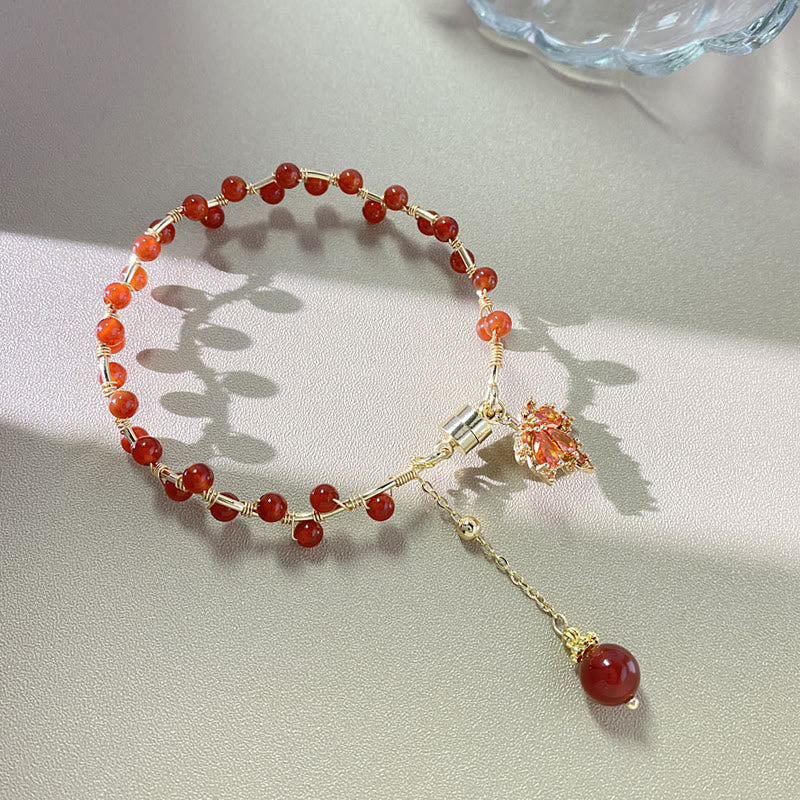 Red Maple Leaf Luck Charm Bracelet