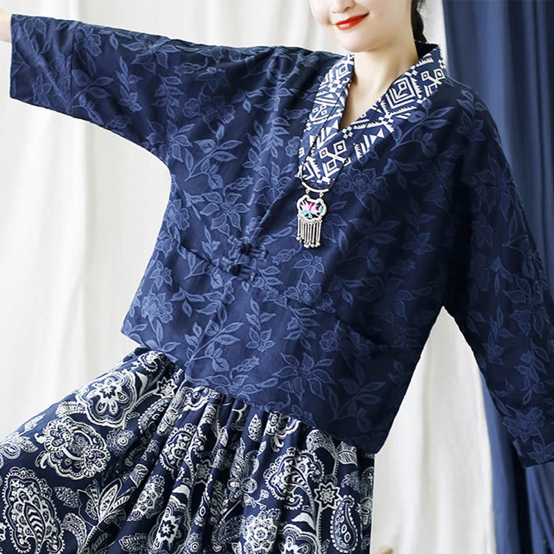 Cotton Jacquard V-Neck Mindful Meditation Jacket