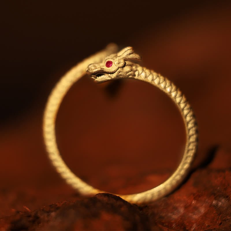 Vintage Sterling Silver Adjustable Dragon Motif Statement Ring