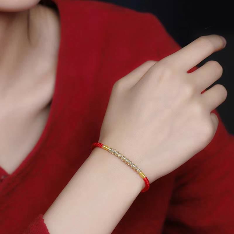Hand-Braided Red String Bracelet with 925 Sterling Silver Accents