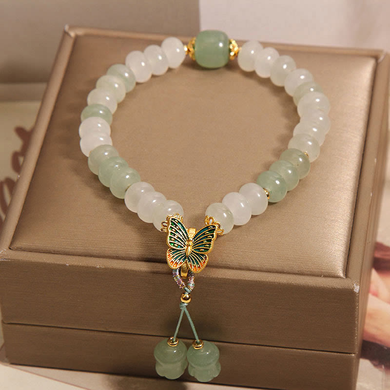 Natural Tianshan Jade Abacus Beads Butterfly Prosperity Bracelet