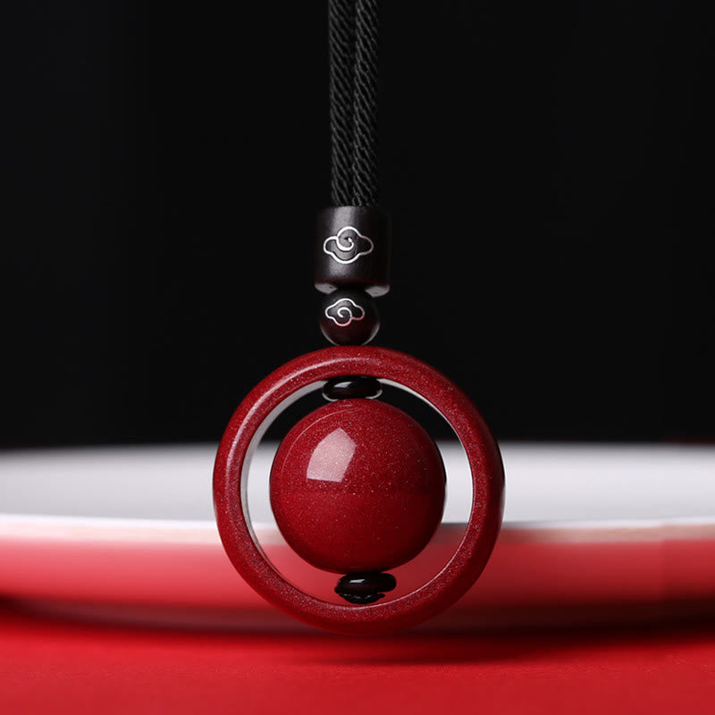 Cinnabar Om Mani Padme Hum PiXiu Blessing Lucky Bead Necklace Pendant