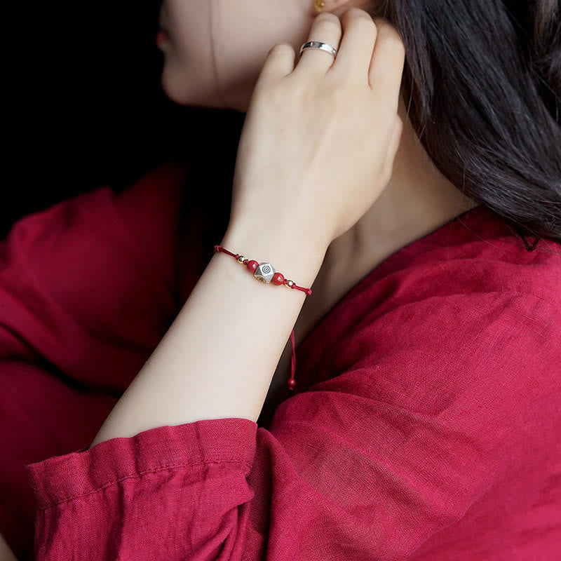 Handmade 925 Sterling Silver Cinnabar Zodiac Guardian Buddha Braided Red String Bracelet