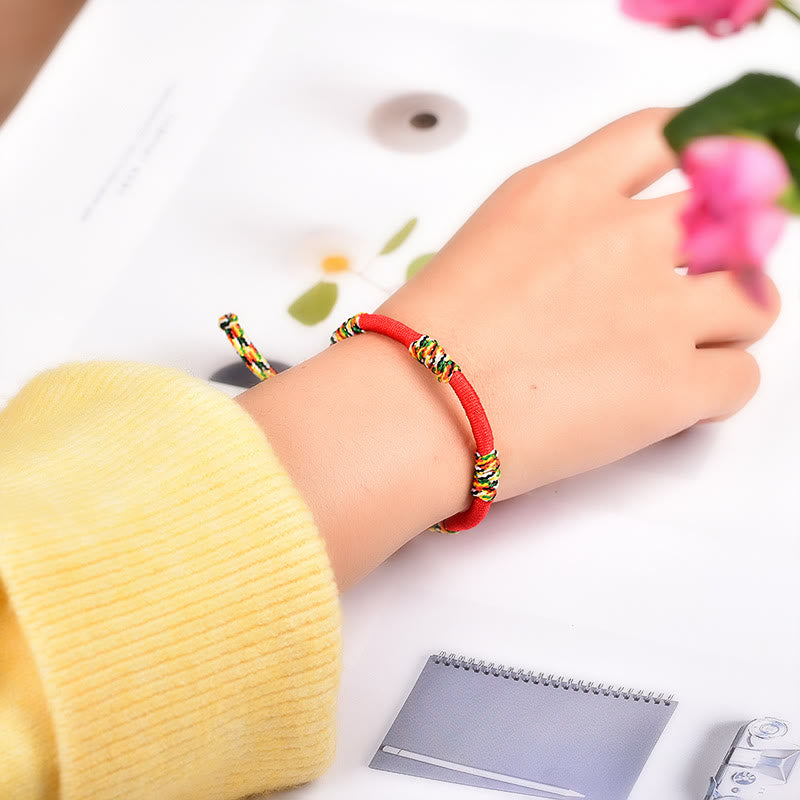 Tibetan Handmade Braided Vajra Knot Red String Bracelet