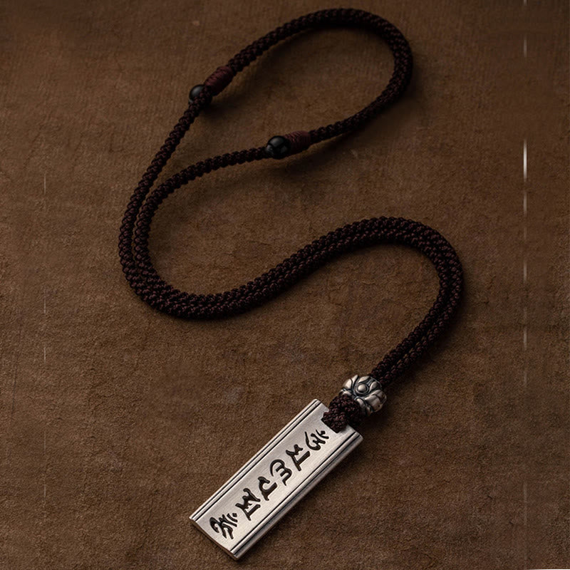 999 Sterling Silver Om Mani Padme Hum Engraved Lotus Wisdom Necklace Pendant