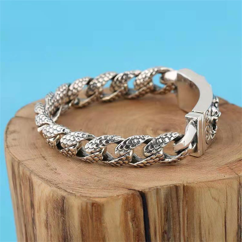 Retro Dragon Scale Pattern Engraved Protection Bracelet