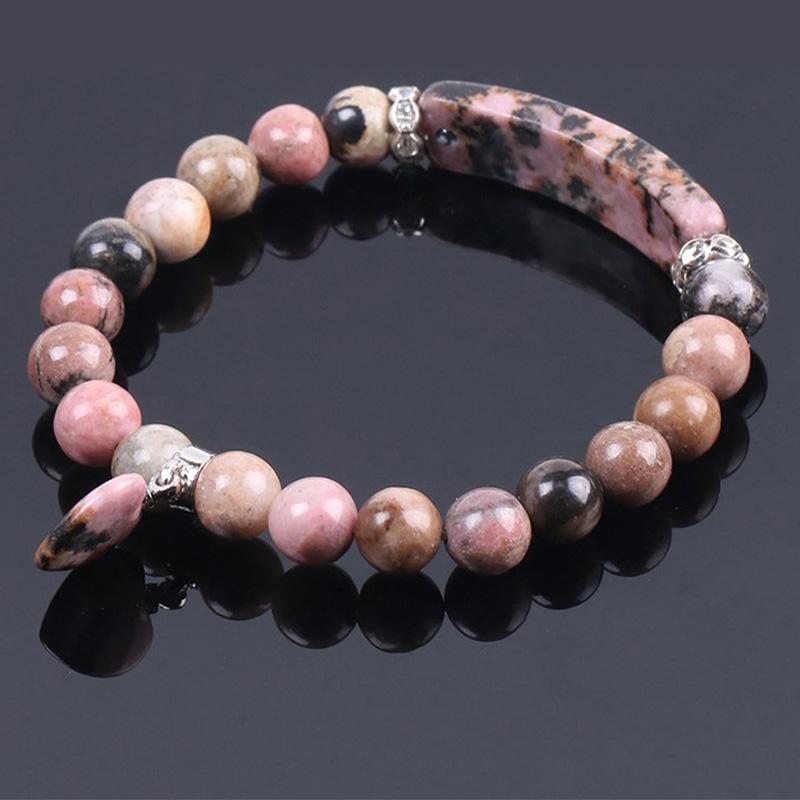 Natural Gemstone Heart Focal Beaded Bracelet for Emotional Balance