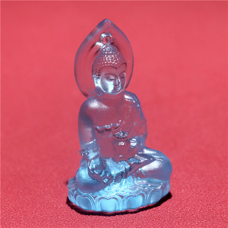 Blue Tathagata Buddha Medicine Buddha Liuli Crystal Serenity Amulet Necklace Pendant