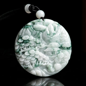 Mountain Landscape Jade Abundance String Necklace