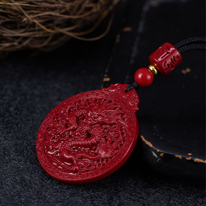 Year of the Dragon Natural Cinnabar Dragon Protection Necklace Pendant