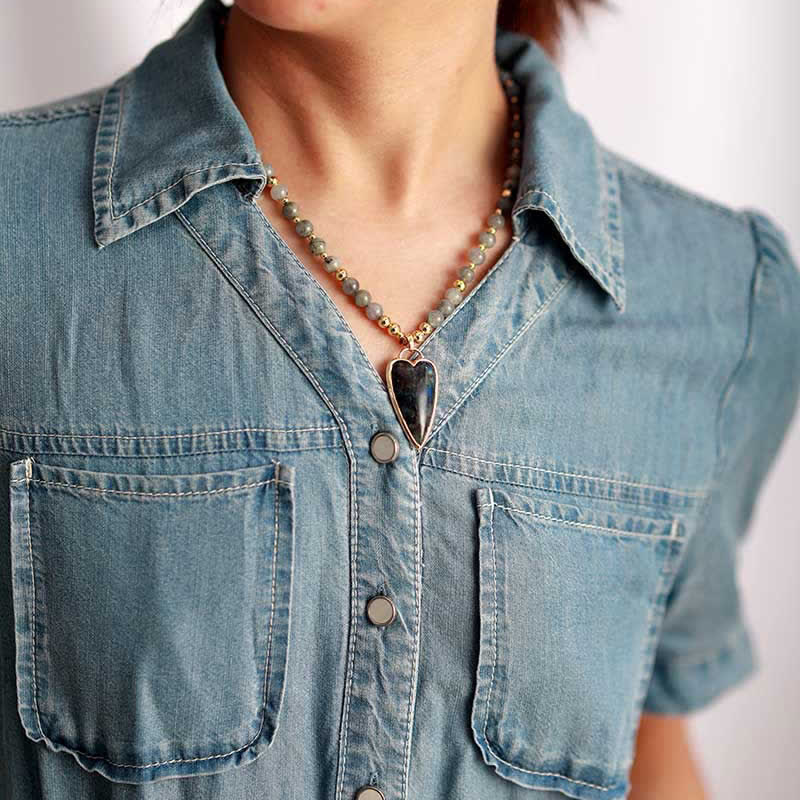 Labradorite Support Healing Beaded Necklace Pendant