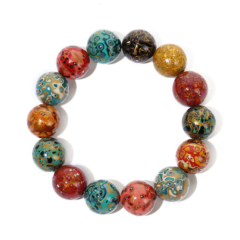 Natural Multicolored Lacquer Beads Calm Bracelet