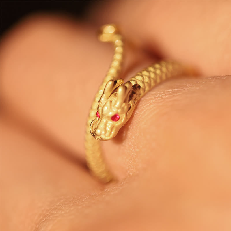 Vintage Sterling Silver Adjustable Dragon Motif Statement Ring