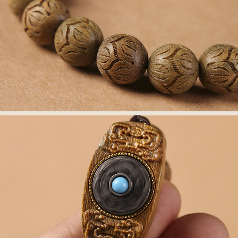Om Mani Padme Hum Natural Wood Soothing Beaded Bracelet