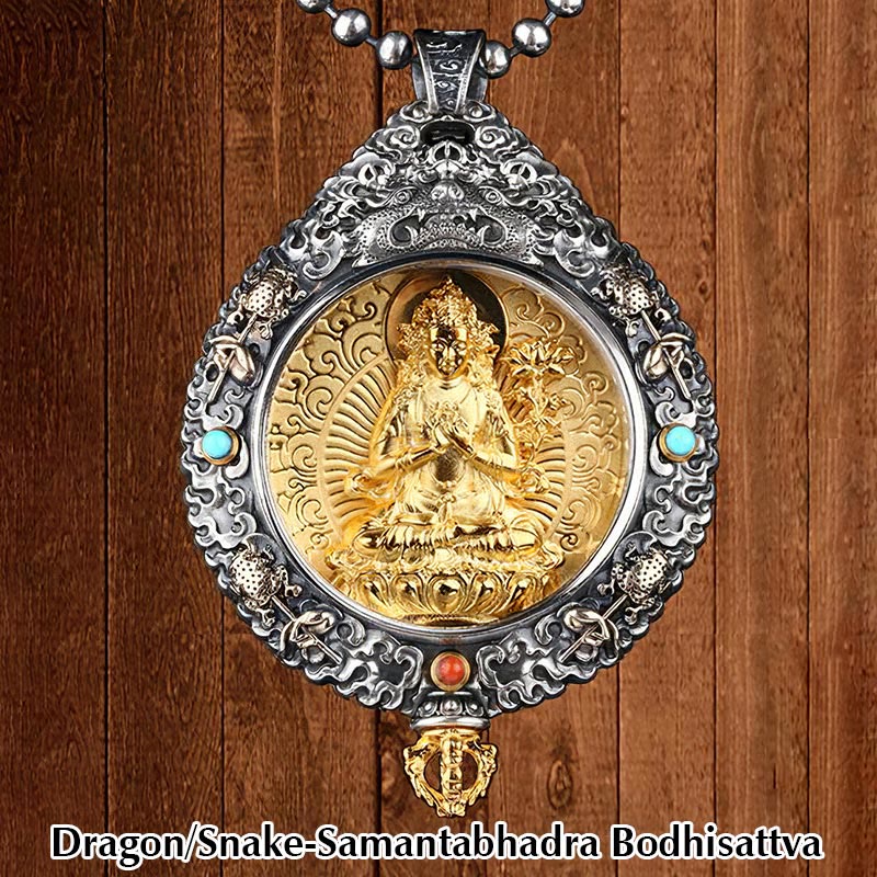 Chinese Zodiac Natal Buddha Thangka Nine Palaces Eight Diagrams Wealth Rotatable Necklace Pendant
